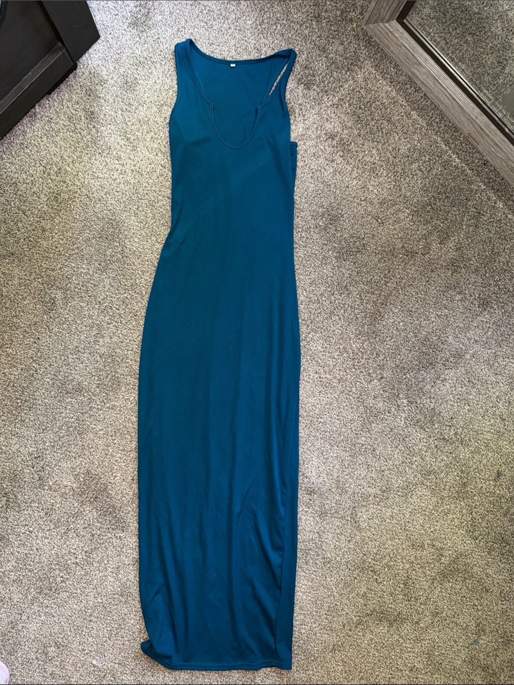 Sleeveless Teal Maxi Tank Dress — Women's Long Casual Dress